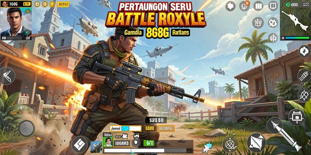 Tampilan gameplay intens dalam 8G8G saat pertempuran berlangsung.