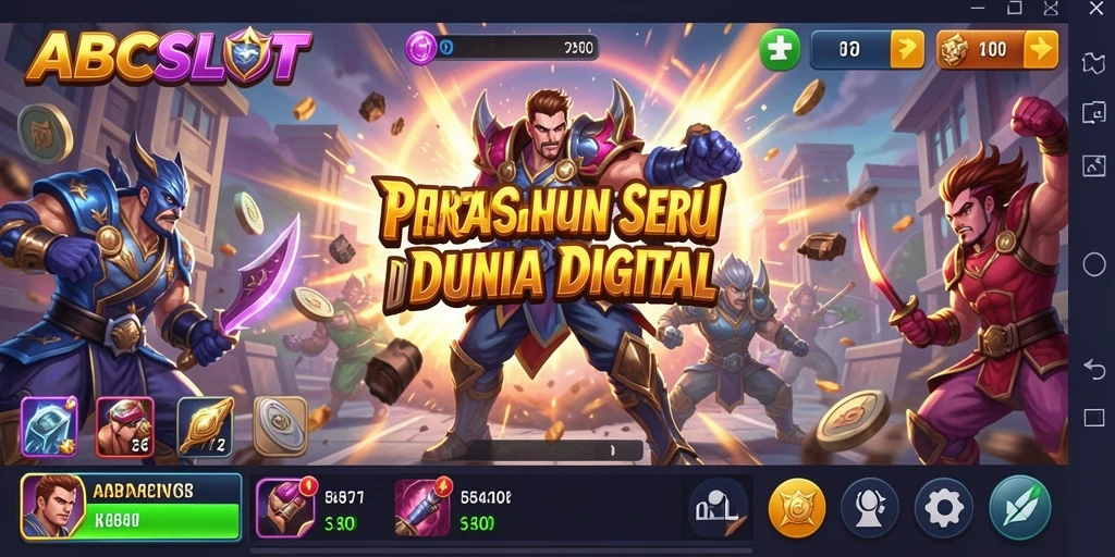 Tampilan gameplay menegangkan dari ABCSLOT dalam pertarungan antar karakter.