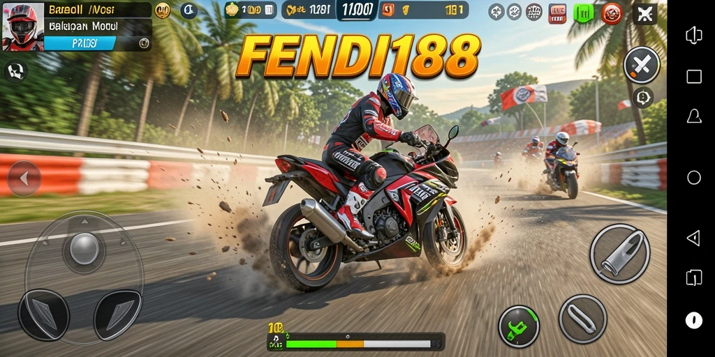 Gameplay seru FENDI188 di trek balapan motor.
