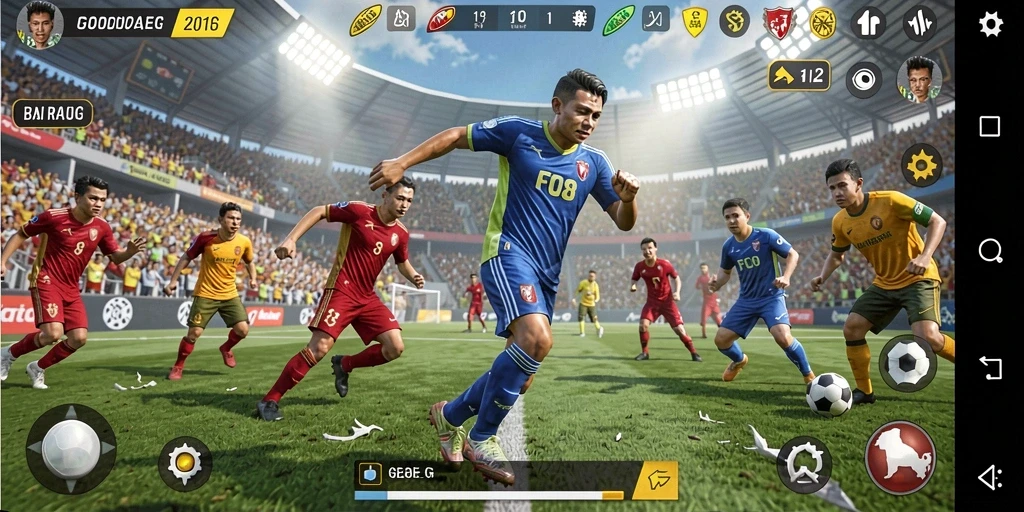 Tampilkan momen aksi seru dalam FO8 yang memperlihatkan gameplay olahraga.