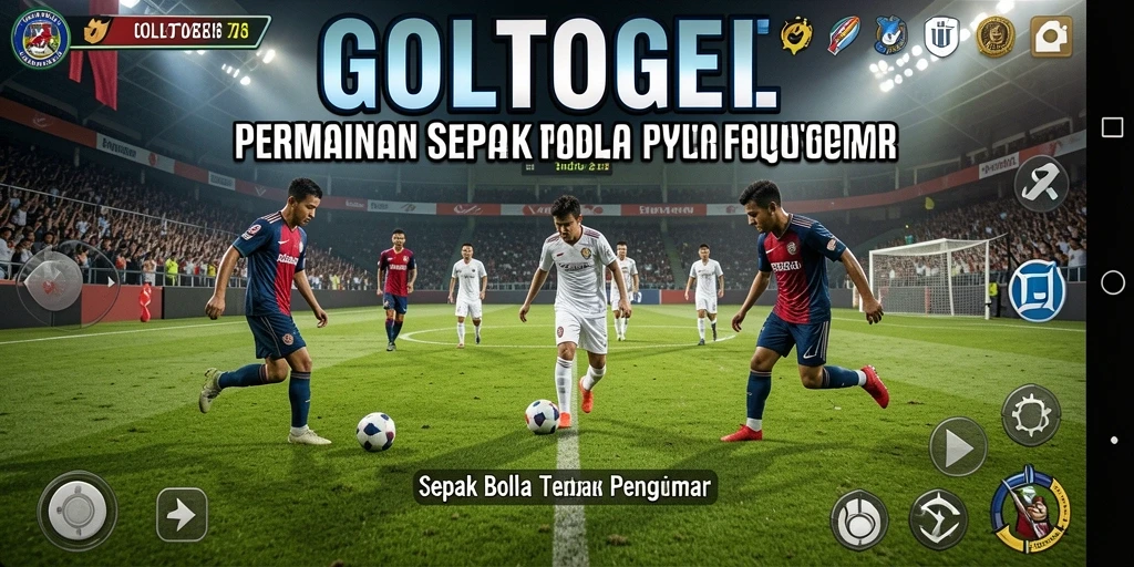 Tangkapan layar utama GOLTOGEL menampilkan aksi pertandingan sepak bola yang seru.