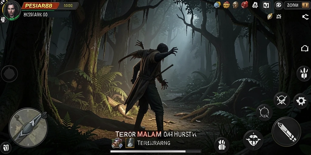 Gameplay PESIAR88 dengan suasana horror yang mencekam.