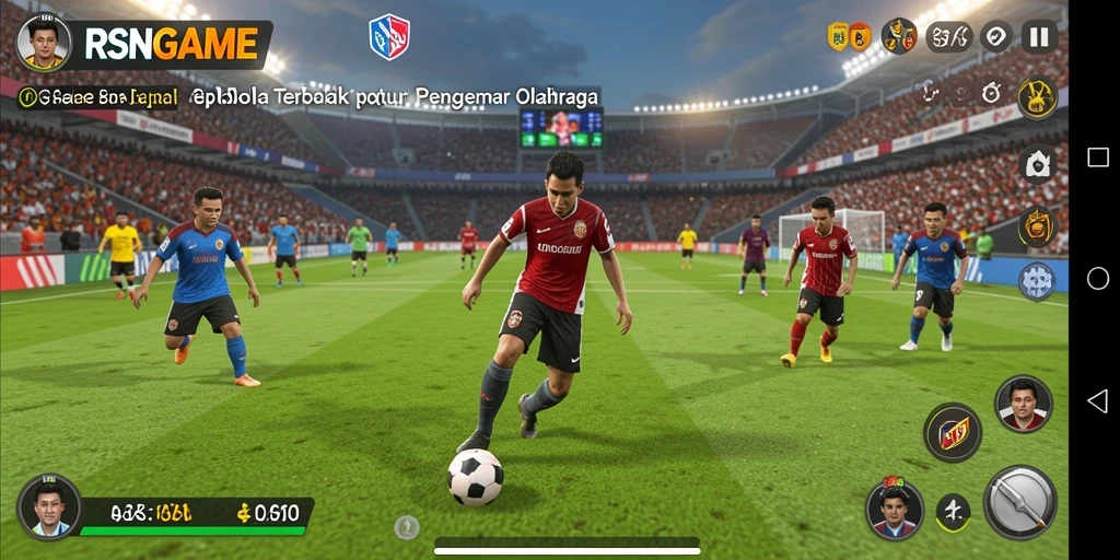 Tangkapan layar gameplay RSNGAME yang menampilkan aksi menarik sepak bola.