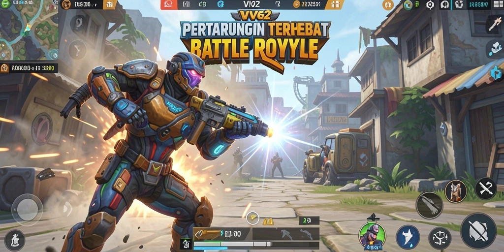 Tampilan gameplay VV62 yang mendebarkan di arena Battle Royale.
